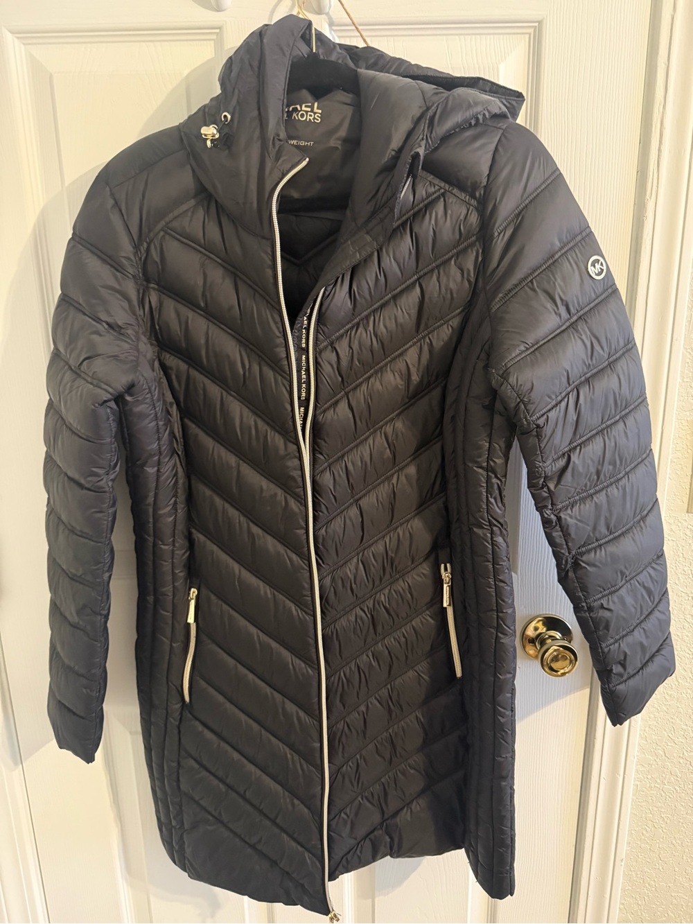 Michael Kors Black Quilted Hooded Puffer Coat